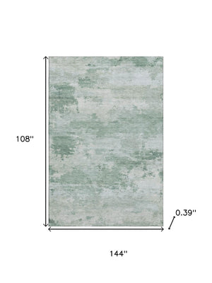 HomeRoots 10' X 14' Modern Mint Green & Pale Aqua Abstract Area Rug - Washable, UV Protected, Durable Design 717188