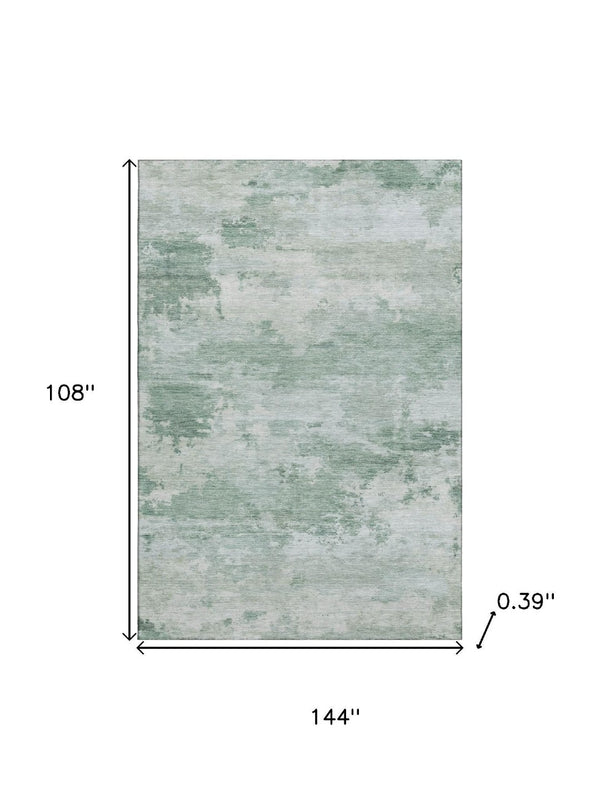 HomeRoots 10' X 14' Modern Mint Green & Pale Aqua Abstract Area Rug - Washable, UV Protected, Durable Design 717188