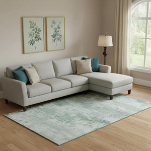 HomeRoots 10' X 14' Modern Mint Green & Pale Aqua Abstract Area Rug - Washable, UV Protected, Durable Design 717188