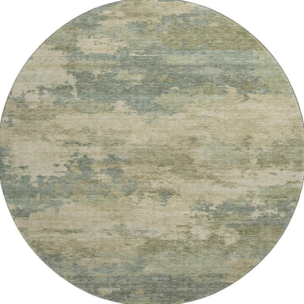HomeRoots 8' X 10' Pale Aqua & Beige Abstract Area Rug - Washable, UV Protected, Pet-Friendly & Stylish! 717198