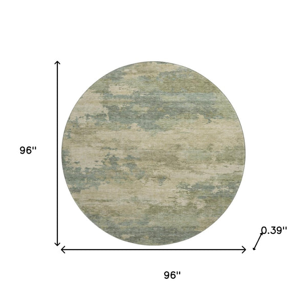 HomeRoots 8' X 10' Pale Aqua & Beige Abstract Area Rug - Washable, UV Protected, Pet-Friendly & Stylish! 717198