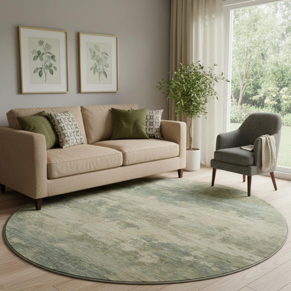 HomeRoots 8' X 10' Pale Aqua & Beige Abstract Area Rug - Washable, UV Protected, Pet-Friendly & Stylish! 717198