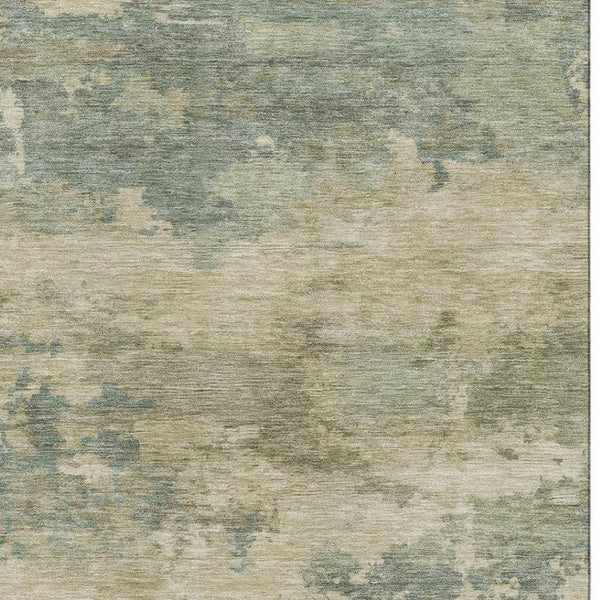 HomeRoots 9' X 12' Pale Aqua & Beige Abstract Area Rug - Washable, UV Protected, Durable & Stylish Design 717199