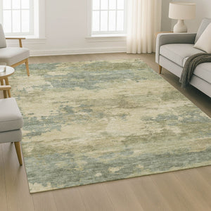 HomeRoots 10' X 14' Pale Aqua & Beige Abstract Area Rug – Washable, UV Protected, Durable for Busy Homes! 717200