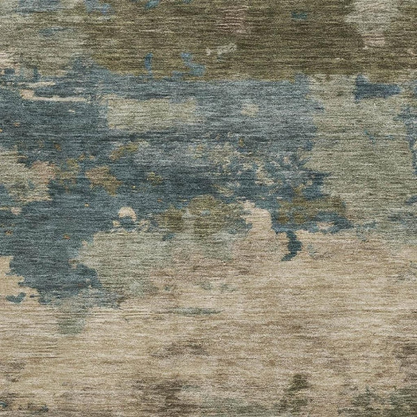 HomeRoots 5' X 8' Stylish Teal & Beige Abstract Area Rug - Washable, UV Protected, Durable & Low Maintenance! 717202