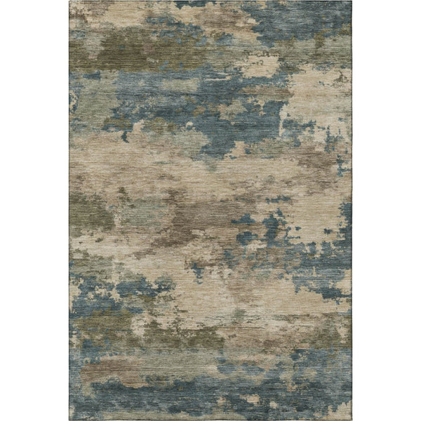 HomeRoots 5' X 8' Stylish Teal & Beige Abstract Area Rug - Washable, UV Protected, Durable & Low Maintenance! 717202