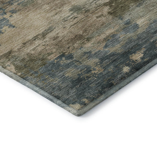 HomeRoots 8' Teal and Beige Abstract Washable Round Rug - Stylish, Stain-Resistant, UV-Guard for Any Space! 717203