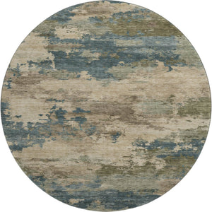 HomeRoots 8' X 10' Teal & Beige Abstract Washable Area Rug with UV Protection for High-Traffic Spaces 717204