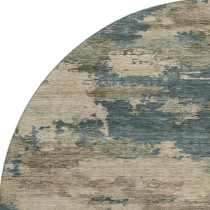 HomeRoots 8' X 10' Teal & Beige Abstract Washable Area Rug with UV Protection for High-Traffic Spaces 717204
