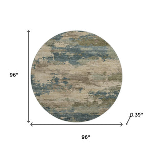 HomeRoots 8' X 10' Teal & Beige Abstract Washable Area Rug with UV Protection for High-Traffic Spaces 717204