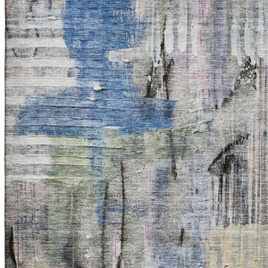 HomeRoots 5' X 8' Stylish Blue and Black Abstract Area Rug - Washable, Durable, UV Protected for Everyday Use 717208