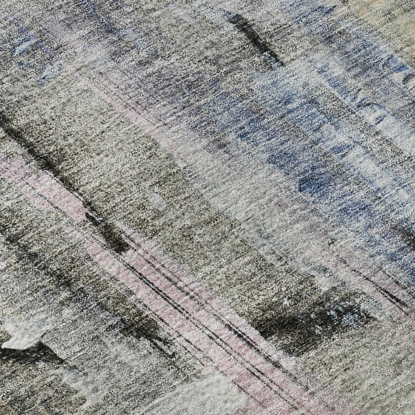 HomeRoots 5' X 8' Stylish Blue and Black Abstract Area Rug - Washable, Durable, UV Protected for Everyday Use 717208