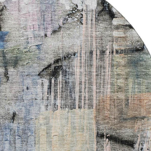 HomeRoots 8' X 10' Blue And Black Abstract Machine-Washable Area Rug with UV Protection for Modern Spaces 717210