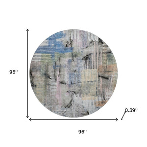 HomeRoots 8' X 10' Blue And Black Abstract Machine-Washable Area Rug with UV Protection for Modern Spaces 717210