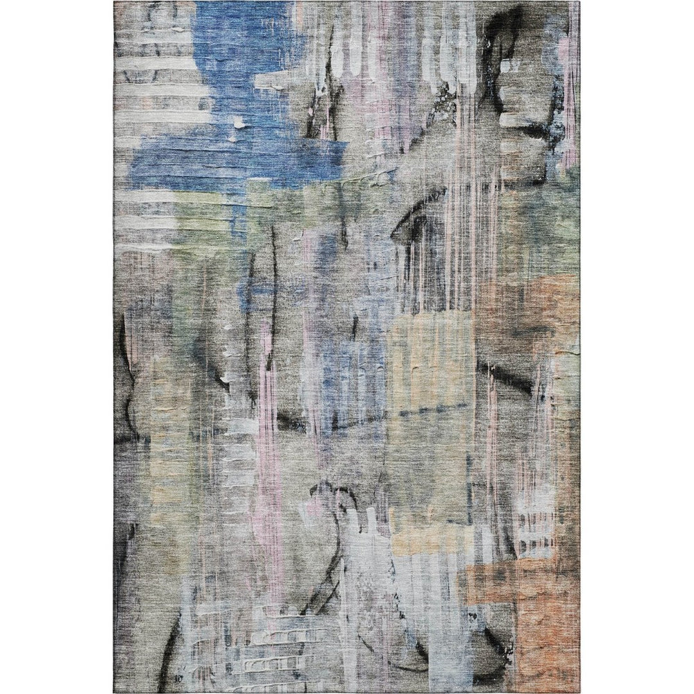 HomeRoots 10' Blue and Black Abstract Area Rug - Washable, UV Protected, Perfect for High-Traffic Spaces! 717212