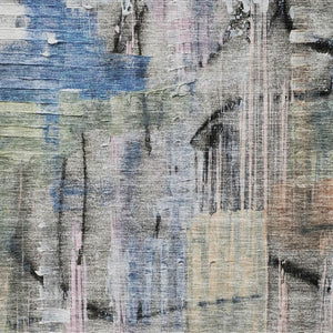 HomeRoots 10' Blue and Black Abstract Area Rug - Washable, UV Protected, Perfect for High-Traffic Spaces! 717212