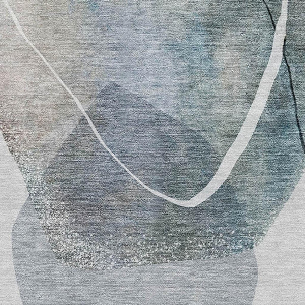 HomeRoots 5' X 8' Abstract Ivory and Gray Area Rug - Washable, UV Protected, Non-Slip for Modern Comfort 717214