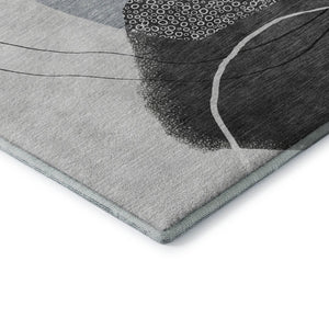 HomeRoots 5' X 8' Abstract Ivory and Gray Area Rug - Washable, UV Protected, Non-Slip for Modern Comfort 717214