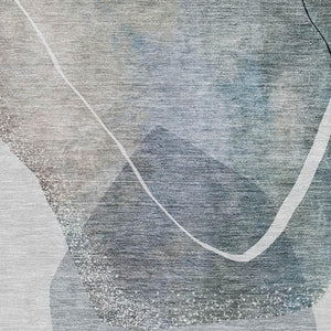 HomeRoots 8' Ivory and Gray Abstract Round Rug – Washable, UV-Protected, Non-Slip, Ideal for Modern Spaces! 717215