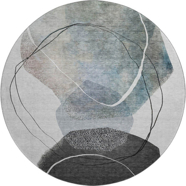 HomeRoots 8' X 10' Ivory and Gray Abstract Washable Area Rug - UV Protected, Durable & Easy-Care Design for Homes 717216