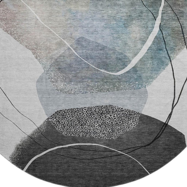 HomeRoots 8' X 10' Ivory and Gray Abstract Washable Area Rug - UV Protected, Durable & Easy-Care Design for Homes 717216