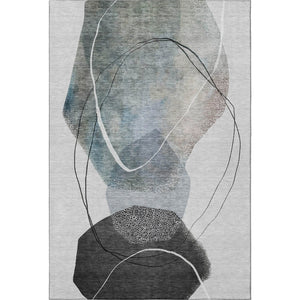 HomeRoots 10' X 14' Ivory & Gray Abstract Washable Area Rug with UV Protection - Stylish, Durable, Easy Care 717218
