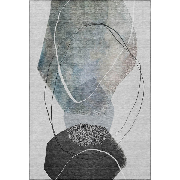 HomeRoots 10' X 14' Ivory & Gray Abstract Washable Area Rug with UV Protection - Stylish, Durable, Easy Care 717218