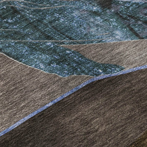 HomeRoots 10' X 14' Nautical Area Rug in Brown & Blue - Washable, UV Protected, Stain Resistant for Busy Homes 717224