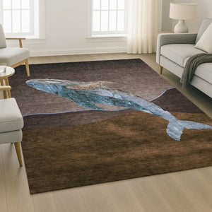 HomeRoots 10' X 14' Nautical Area Rug in Brown & Blue - Washable, UV Protected, Stain Resistant for Busy Homes 717224