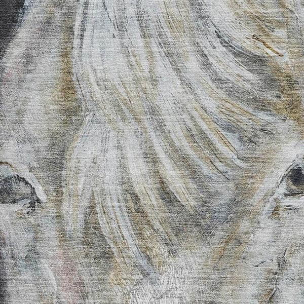 HomeRoots 5' X 8' Stylish Ivory & Charcoal Animal Print Area Rug - Washable, Stain Resistant, UV Protected 717232