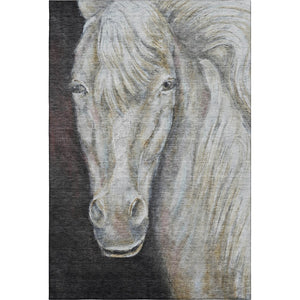 HomeRoots 9' X 12' Ivory Charcoal Animal Print Area Rug - Stylish, Washable, UV-Protected for Modern Spaces 717235