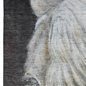 HomeRoots 9' X 12' Ivory Charcoal Animal Print Area Rug - Stylish, Washable, UV-Protected for Modern Spaces 717235