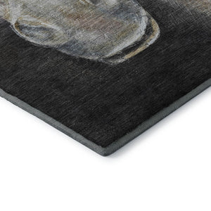 HomeRoots 9' X 12' Ivory Charcoal Animal Print Area Rug - Stylish, Washable, UV-Protected for Modern Spaces 717235