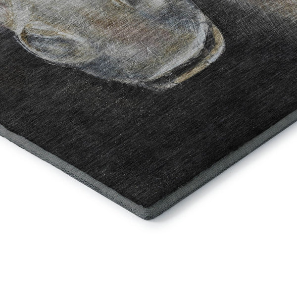 HomeRoots 9' X 12' Ivory Charcoal Animal Print Area Rug - Stylish, Washable, UV-Protected for Modern Spaces 717235