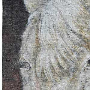 HomeRoots 9' X 12' Ivory Charcoal Animal Print Area Rug - Stylish, Washable, UV-Protected for Modern Spaces 717235