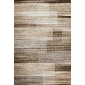 HomeRoots 8' Brown and Ivory Striped Washable Round Rug - UV Protected, Non-Slip, Soft, Durable Design! 717239