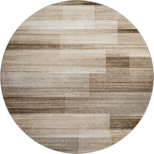 HomeRoots 8' X 10' Brown and Ivory Striped Washable Area Rug – UV Protected, Stain-Resistant, Durable Design 717240