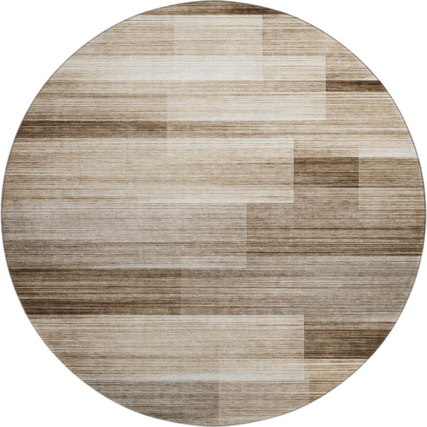 HomeRoots 8' X 10' Brown and Ivory Striped Washable Area Rug – UV Protected, Stain-Resistant, Durable Design 717240