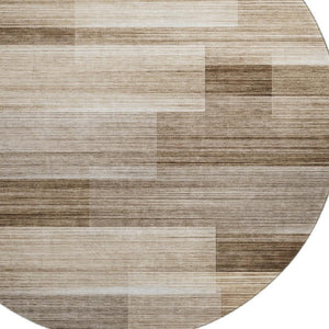 HomeRoots 8' X 10' Brown and Ivory Striped Washable Area Rug – UV Protected, Stain-Resistant, Durable Design 717240