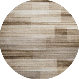 HomeRoots 8' X 10' Brown and Ivory Striped Washable Area Rug – UV Protected, Stain-Resistant, Durable Design 717240