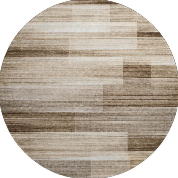 HomeRoots 8' X 10' Brown and Ivory Striped Washable Area Rug – UV Protected, Stain-Resistant, Durable Design 717240