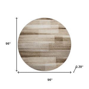 HomeRoots 8' X 10' Brown and Ivory Striped Washable Area Rug – UV Protected, Stain-Resistant, Durable Design 717240