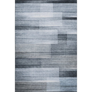 HomeRoots 5' X 8' Denim Blue & Ivory Striped Area Rug - Washable, UV Protected, Stain Resistant & Stylish Design 717244