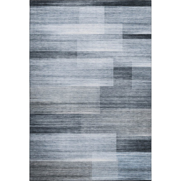 HomeRoots 5' X 8' Denim Blue & Ivory Striped Area Rug - Washable, UV Protected, Stain Resistant & Stylish Design 717244