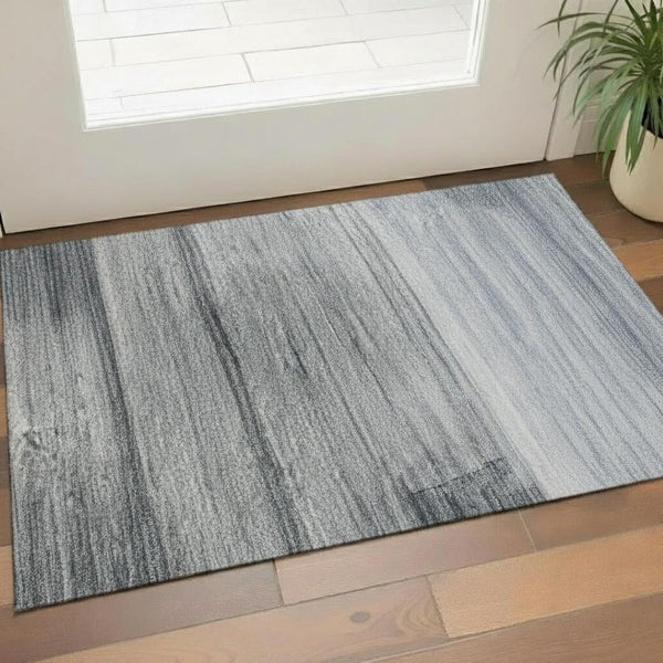 HomeRoots 5' X 8' Denim Blue & Ivory Striped Area Rug - Washable, UV Protected, Stain Resistant & Stylish Design 717244