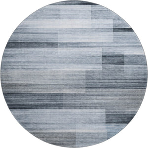 HomeRoots 8' X 10' Denim Blue & Ivory Striped Washable Area Rug - Stain Resistant, UV Protected & Stylish Design 717246