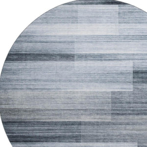 HomeRoots 8' X 10' Denim Blue & Ivory Striped Washable Area Rug - Stain Resistant, UV Protected & Stylish Design 717246