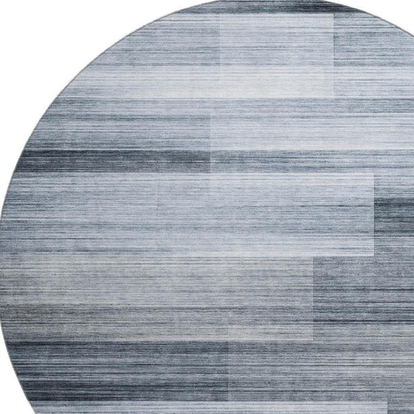 HomeRoots 8' X 10' Denim Blue & Ivory Striped Washable Area Rug - Stain Resistant, UV Protected & Stylish Design 717246