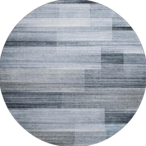 HomeRoots 8' X 10' Denim Blue & Ivory Striped Washable Area Rug - Stain Resistant, UV Protected & Stylish Design 717246