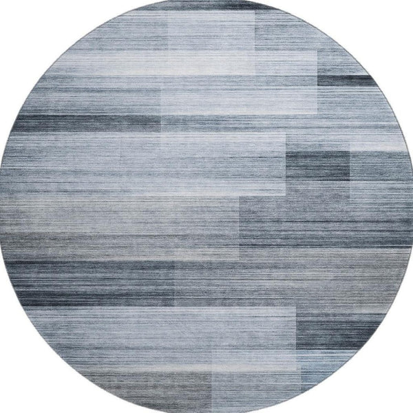 HomeRoots 8' X 10' Denim Blue & Ivory Striped Washable Area Rug - Stain Resistant, UV Protected & Stylish Design 717246